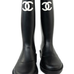 CHANEL Boots Size 36.5 22A Black Caoutchouk CC High Boots - Redeluxe