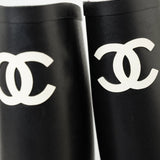 CHANEL Boots Size 36.5 22A Black Caoutchouk CC High Boots - Redeluxe