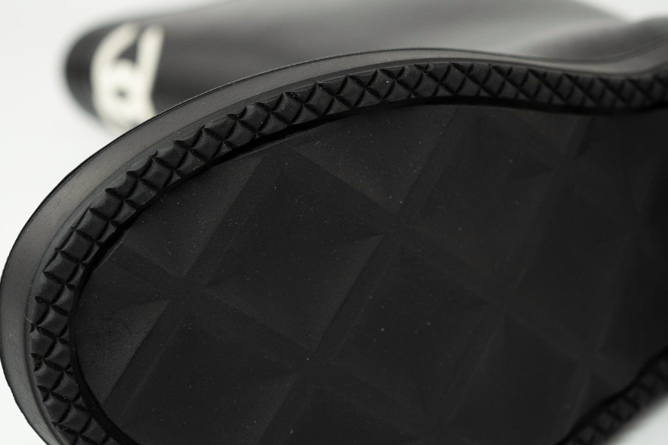 CHANEL Boots Size 36.5 22A Black Caoutchouk CC High Boots - Redeluxe