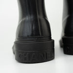 CHANEL Boots Size 36.5 22A Black Caoutchouk CC High Boots - Redeluxe