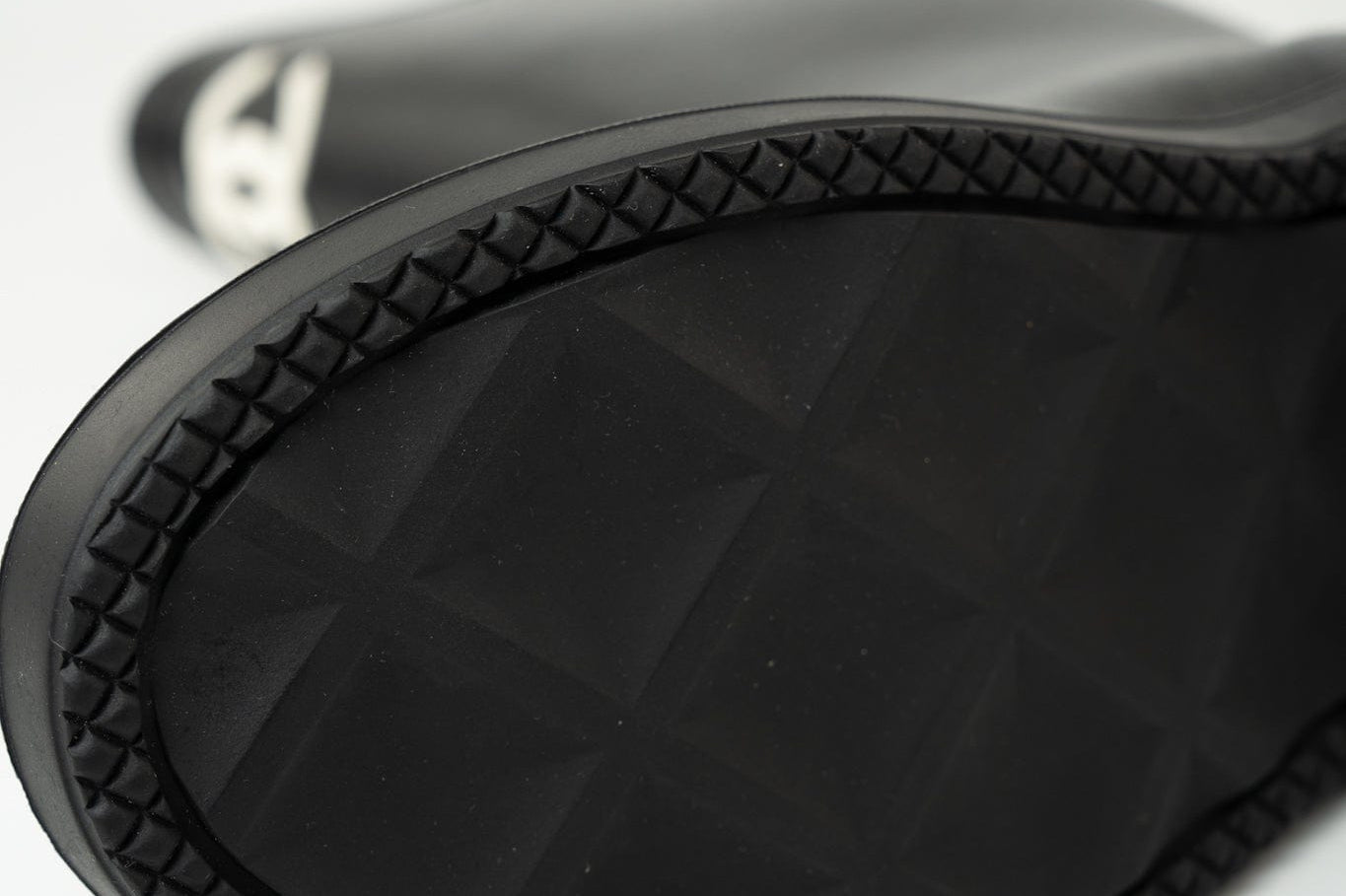 CHANEL Boots Size 36.5 22A Black Caoutchouk CC High Boots - Redeluxe