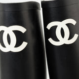 CHANEL Boots Size 36.5 22A Black Caoutchouk CC High Boots - Redeluxe