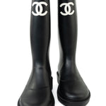 CHANEL Boots Size 36.5 22A Black Caoutchouk CC High Boots - Redeluxe