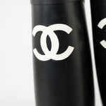 CHANEL Boots Size 36.5 22A Black Caoutchouk CC High Boots - Redeluxe