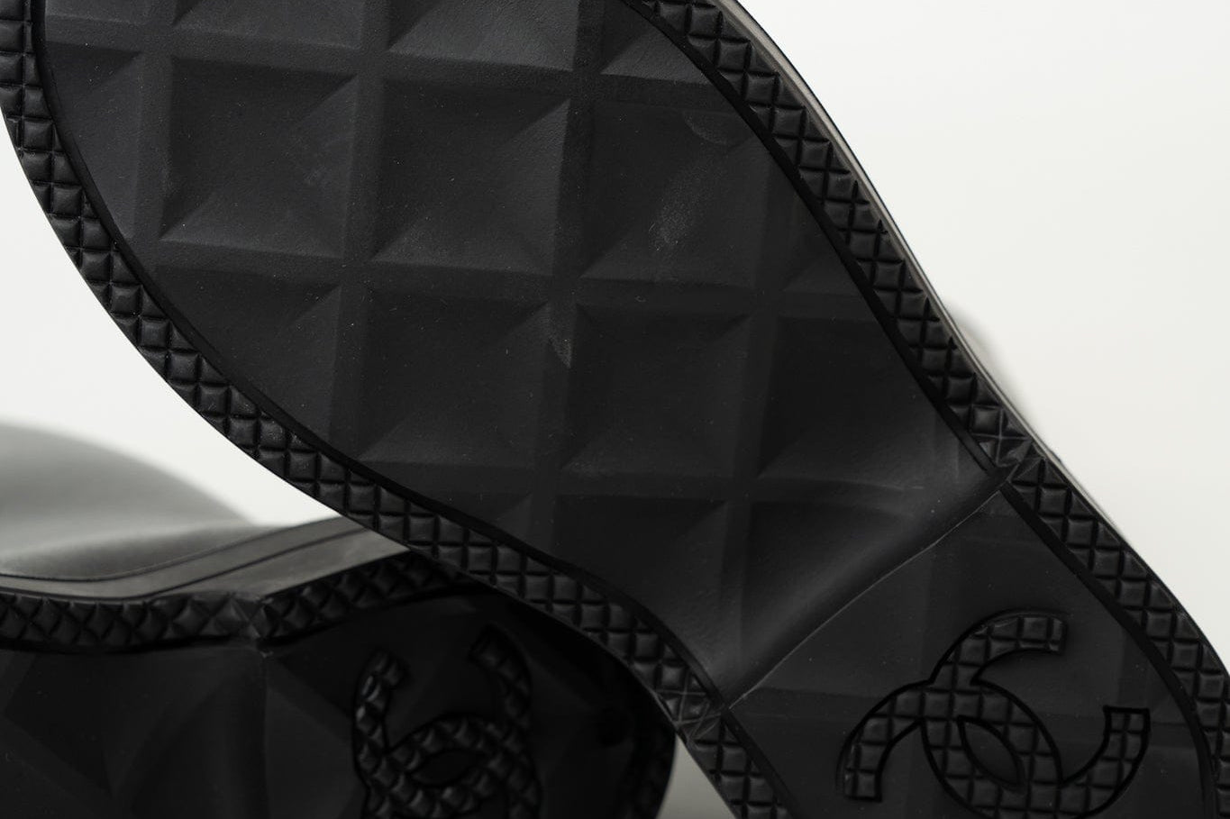 CHANEL Boots Size 36.5 22A Black Caoutchouk CC High Boots - Redeluxe