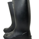 CHANEL Boots Size 36.5 22A Black Caoutchouk CC High Boots - Redeluxe