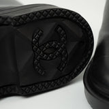 CHANEL Boots Size 36.5 22A Black Caoutchouk CC High Boots - Redeluxe