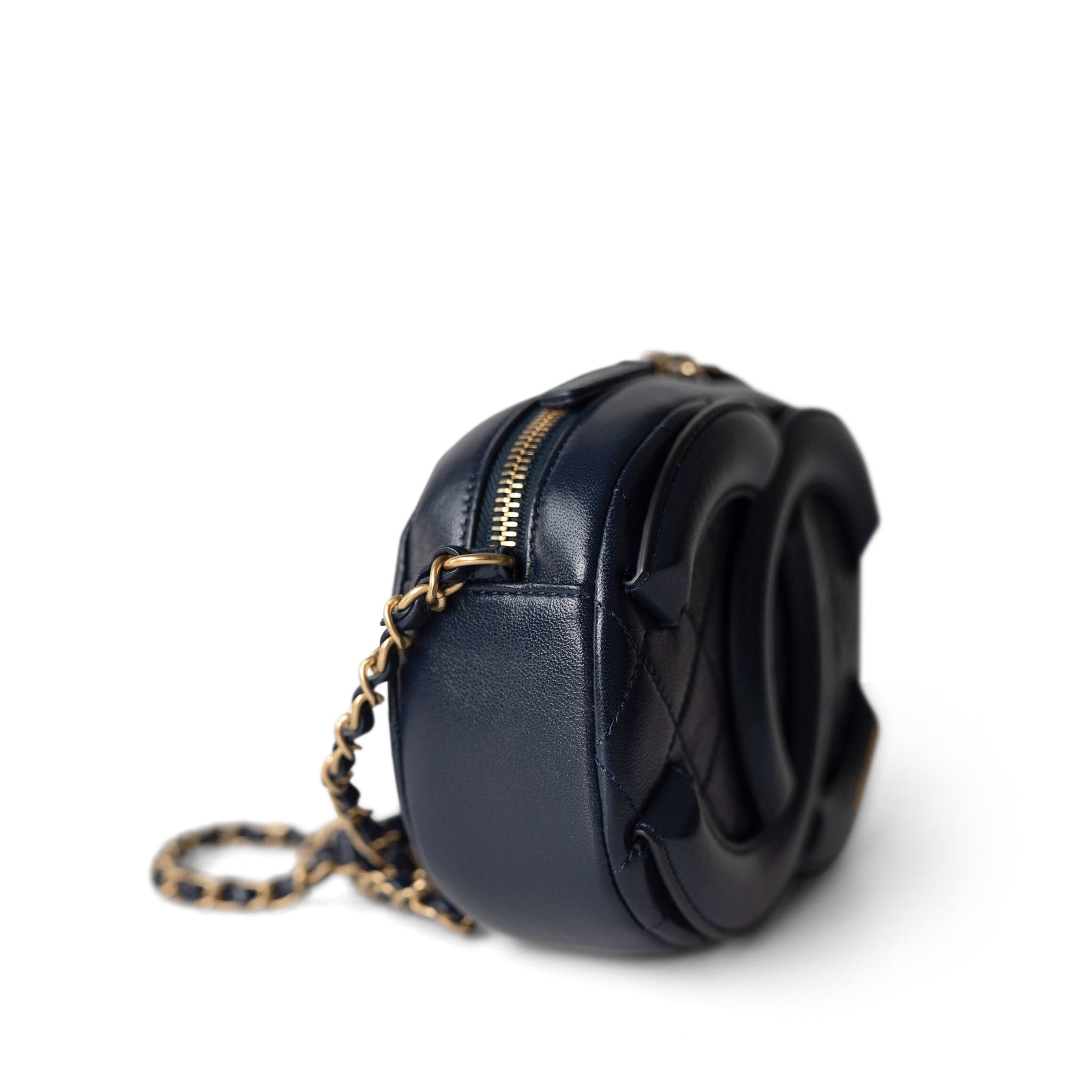 CHANEL Camera Case Seasonal 20S Coco Midnight Lambskin Quilted Camera Case Antique Gold Hardware - Redeluxe