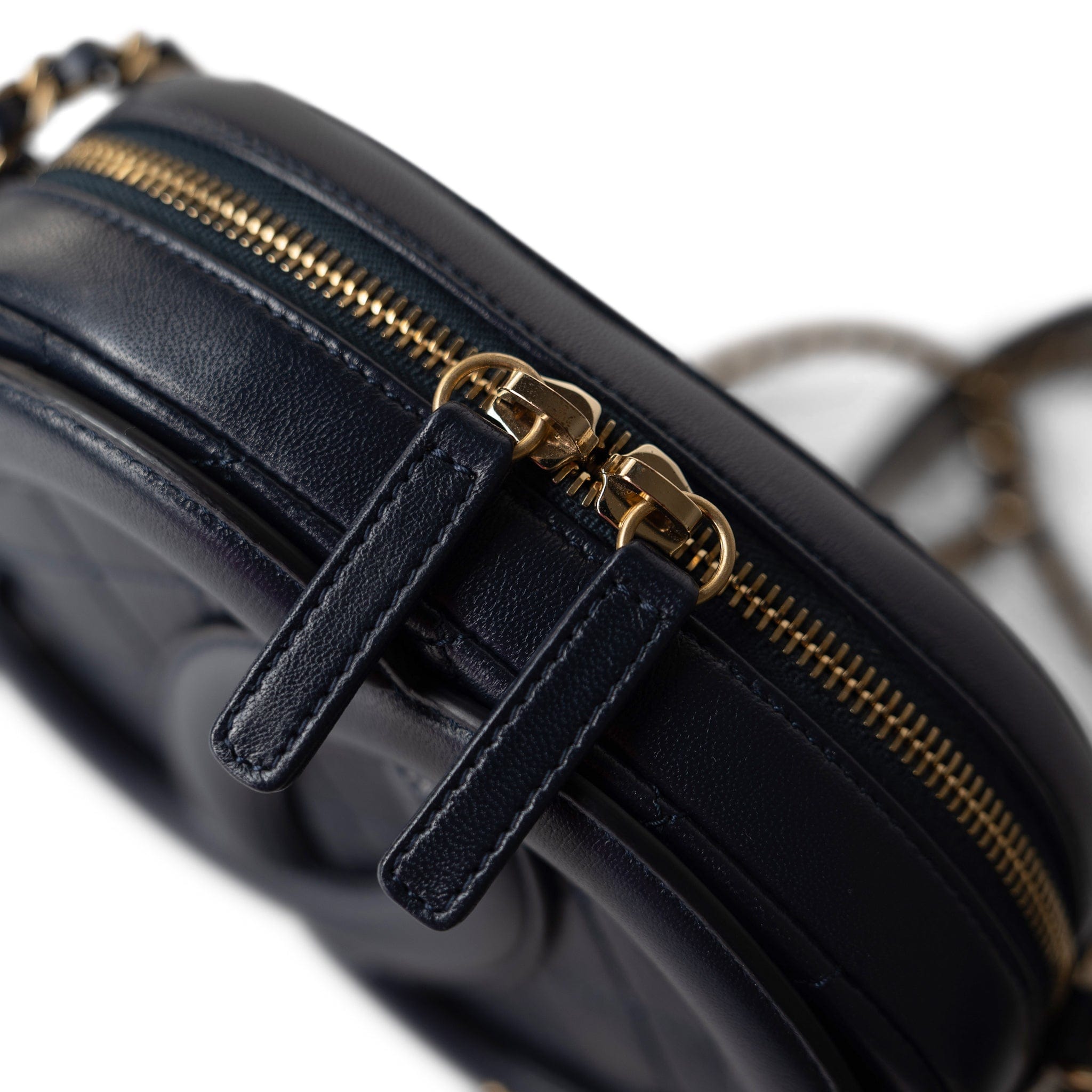 CHANEL Camera Case Seasonal 20S Coco Midnight Lambskin Quilted Camera Case Antique Gold Hardware - Redeluxe