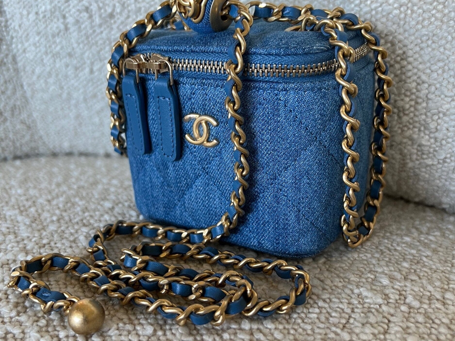 CHANEL Cosmetic Cases 22C Micro Denim Vanity Pearl Crush - Redeluxe