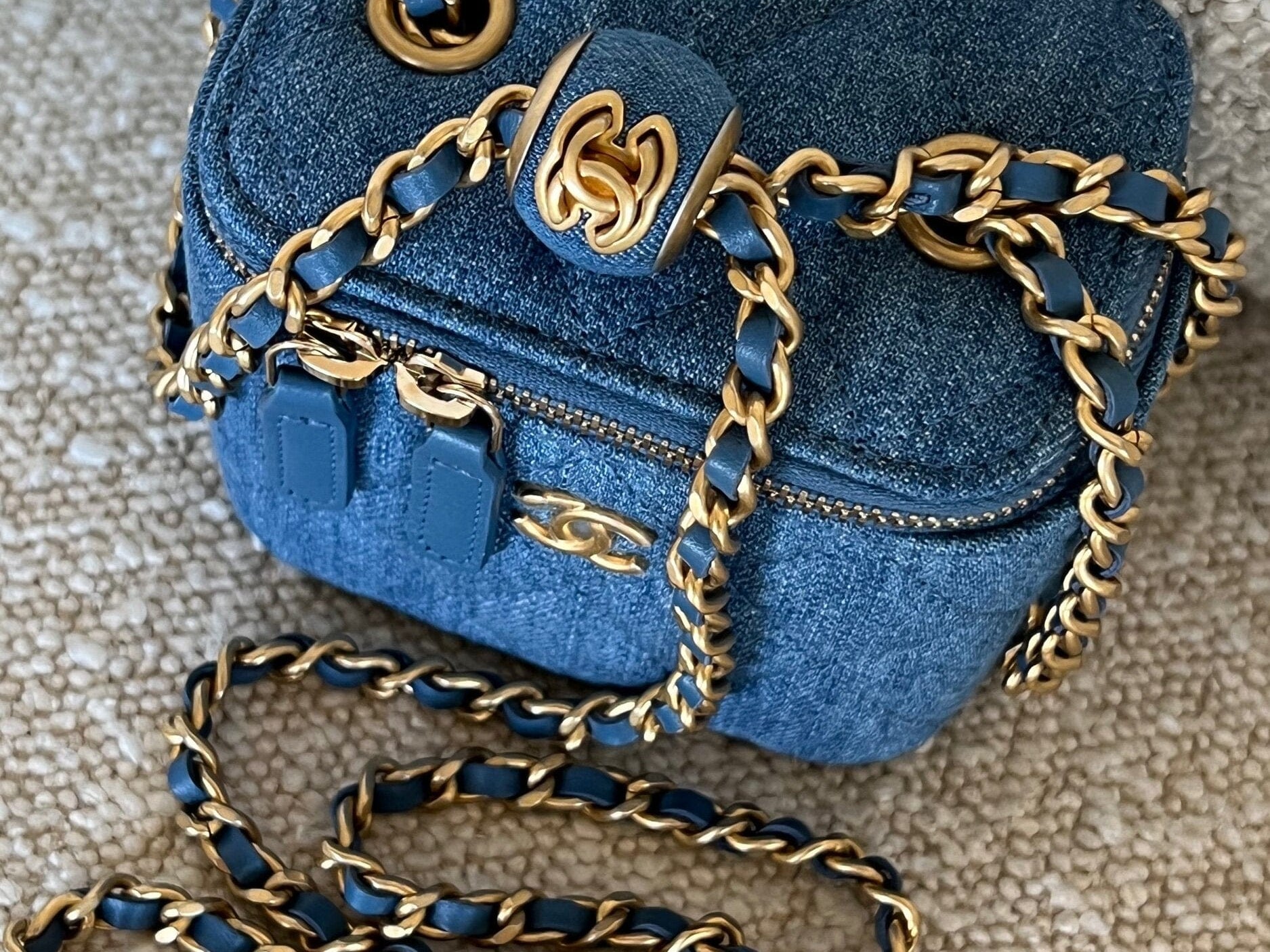 CHANEL Cosmetic Cases 22C Micro Denim Vanity Pearl Crush - Redeluxe