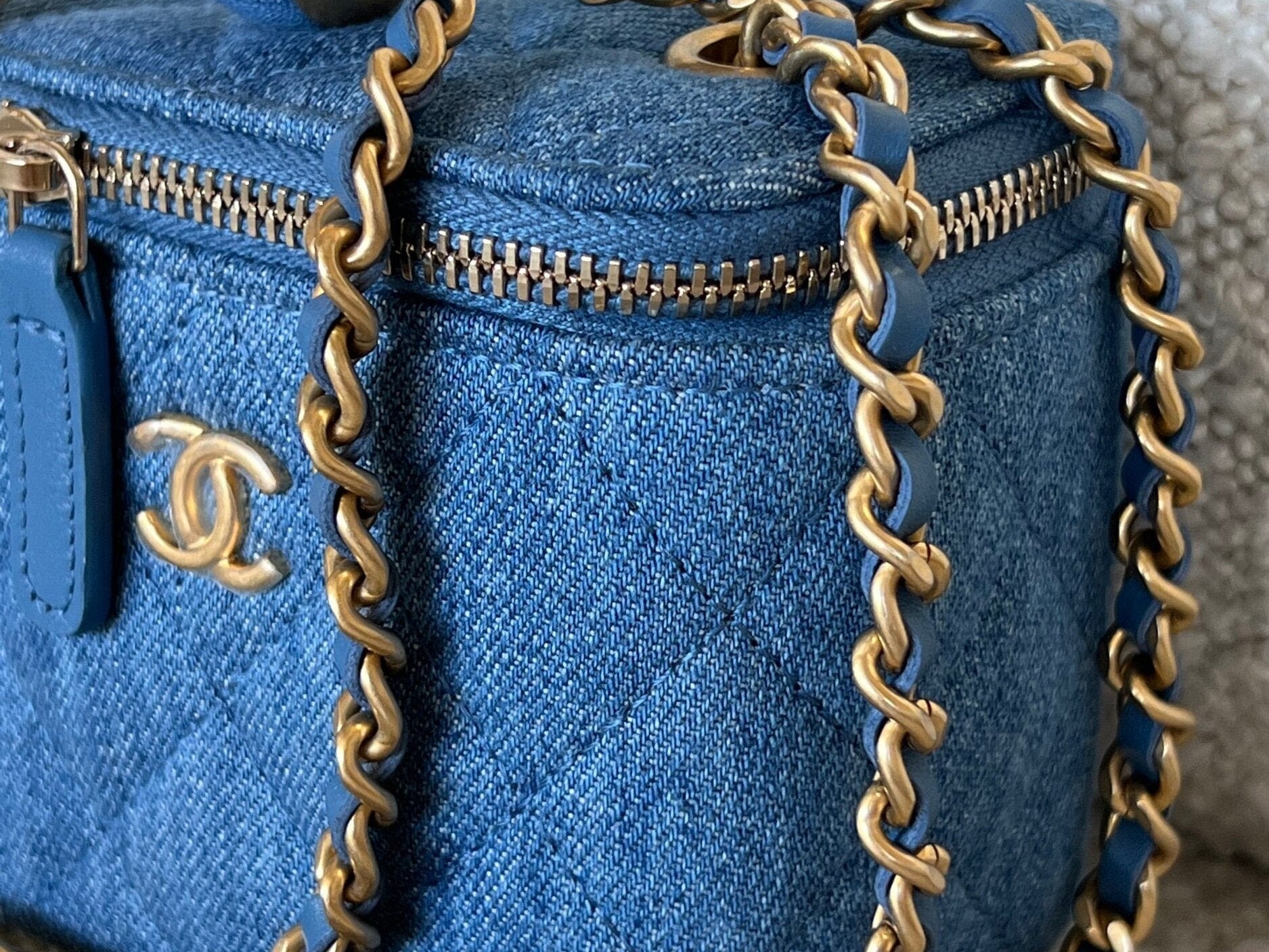 CHANEL Cosmetic Cases 22C Micro Denim Vanity Pearl Crush - Redeluxe