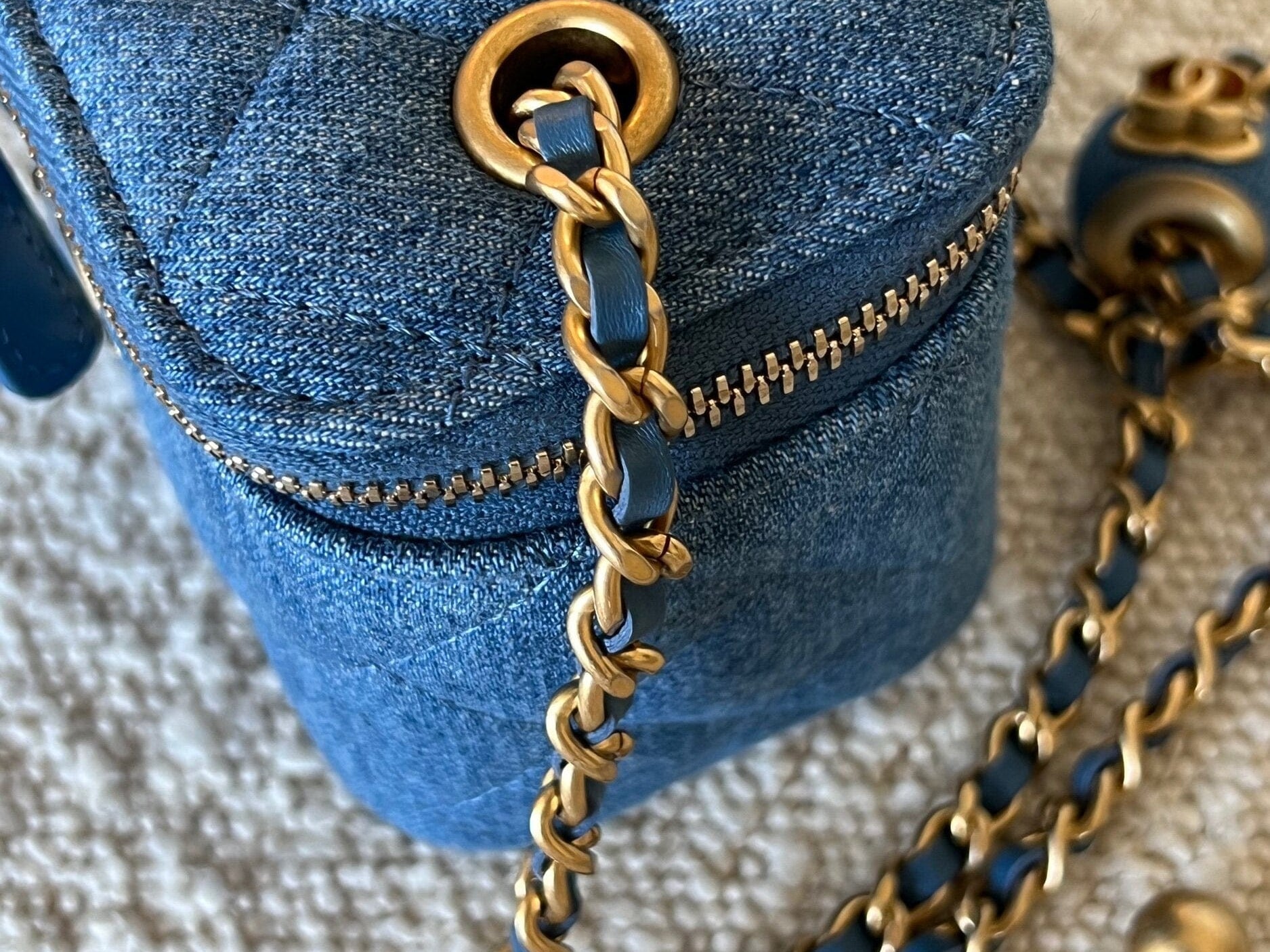 CHANEL Cosmetic Cases 22C Micro Denim Vanity Pearl Crush - Redeluxe