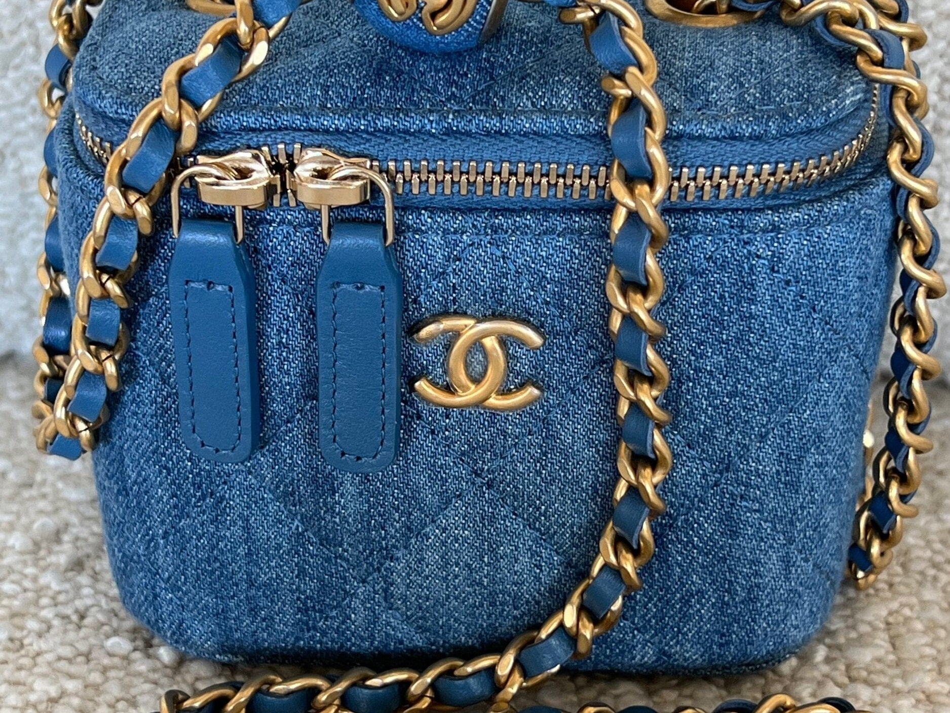 CHANEL Cosmetic Cases 22C Micro Denim Vanity Pearl Crush - Redeluxe