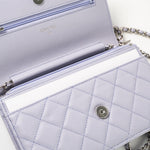 CHANEL Crossbody 21K Lavender Caviar Quilted Wallet On Chain WOC Silver Hardware - Redeluxe