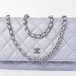 CHANEL Crossbody 21K Lavender Caviar Quilted Wallet On Chain WOC Silver Hardware - Redeluxe