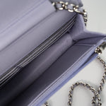 CHANEL Crossbody 21K Lavender Caviar Quilted Wallet On Chain WOC Silver Hardware - Redeluxe