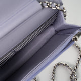 CHANEL Crossbody 21K Lavender Caviar Quilted Wallet On Chain WOC Silver Hardware - Redeluxe