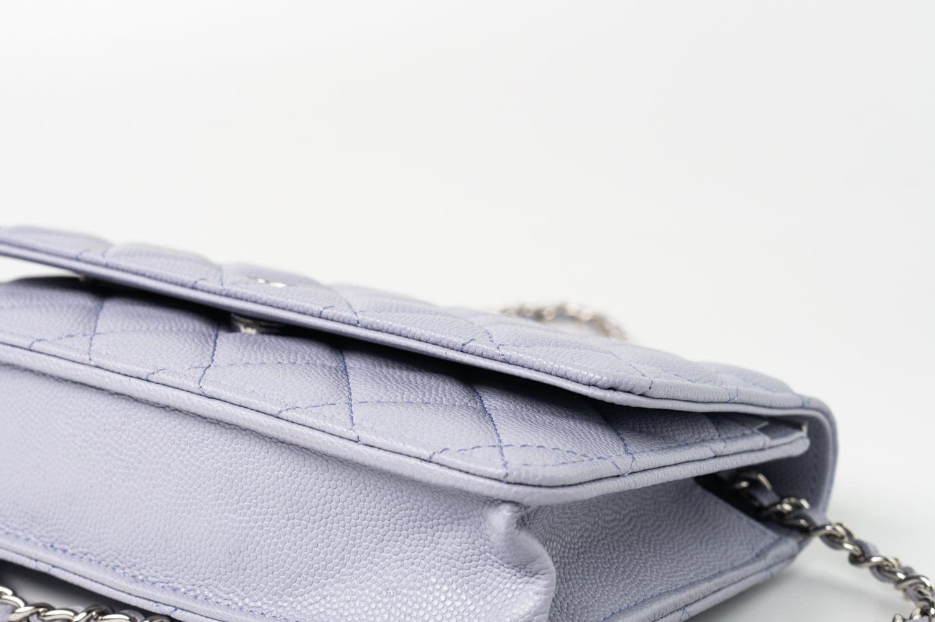 CHANEL Crossbody 21K Lavender Caviar Quilted Wallet On Chain WOC Silver Hardware - Redeluxe