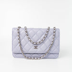 CHANEL Crossbody 21K Lavender Caviar Quilted Wallet On Chain WOC Silver Hardware - Redeluxe