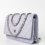 CHANEL Crossbody 21K Lavender Caviar Quilted Wallet On Chain WOC Silver Hardware - Redeluxe
