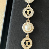 CHANEL Earrings Crystal & Pearl CC Dangle Earrings - Redeluxe