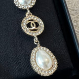 CHANEL Earrings Crystal & Pearl CC Dangle Earrings - Redeluxe
