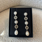 CHANEL Earrings Crystal & Pearl CC Dangle Earrings - Redeluxe