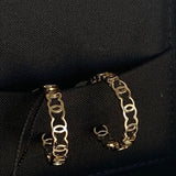 CHANEL Earrings Gold 21A CC Dangle Hoops Earrings Gold - Redeluxe