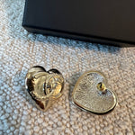 CHANEL Earrings Gold 22B Gold Heart CC Turnlock Earring Large - Redeluxe
