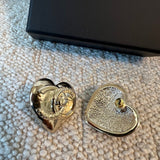 CHANEL Earrings Gold 22B Gold Heart CC Turnlock Earring Large - Redeluxe