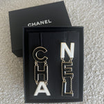 CHANEL Earrings Gold Cha-nel  Earrings Black, White and Gold - Redeluxe