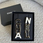 CHANEL Earrings Gold Cha-nel  Earrings Black, White and Gold - Redeluxe