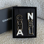 CHANEL Earrings Gold Cha-nel  Earrings Black, White and Gold - Redeluxe