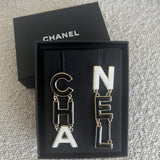 CHANEL Earrings Gold Cha-nel  Earrings Black, White and Gold - Redeluxe
