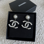 CHANEL Earrings White Chanel Dangle Earrings - Ruthenium - Redeluxe