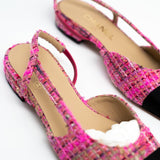 CHANEL Flats Chanel Tweed Slingbacks Size 36/5.5 Pink / Black - Redeluxe