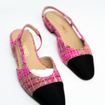 CHANEL Flats Chanel Tweed Slingbacks Size 36/5.5 Pink / Black - Redeluxe