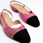 CHANEL Flats Chanel Tweed Slingbacks Size 36/5.5 Pink / Black - Redeluxe