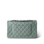 CHANEL Green 22C Dark Green Caviar Quilted Classic Flap Medium Light Gold Hardware - Redeluxe