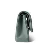 CHANEL Green 22C Dark Green Caviar Quilted Classic Flap Medium Light Gold Hardware - Redeluxe