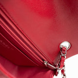 CHANEL Handbag 18B Raspberry Red Caviar Quilted Mini Rectangular Single Flap with Silver Hardware - Redeluxe