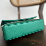 CHANEL Handbag 18S Emerald Green Caviar Quilted Classic Flap Medium Light Gold Hardware - Redeluxe