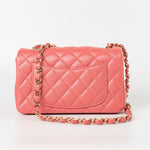 CHANEL Handbag 18S Pink Caviar Quilted Mini Rectangular Flap Light Gold Hardware - Redeluxe