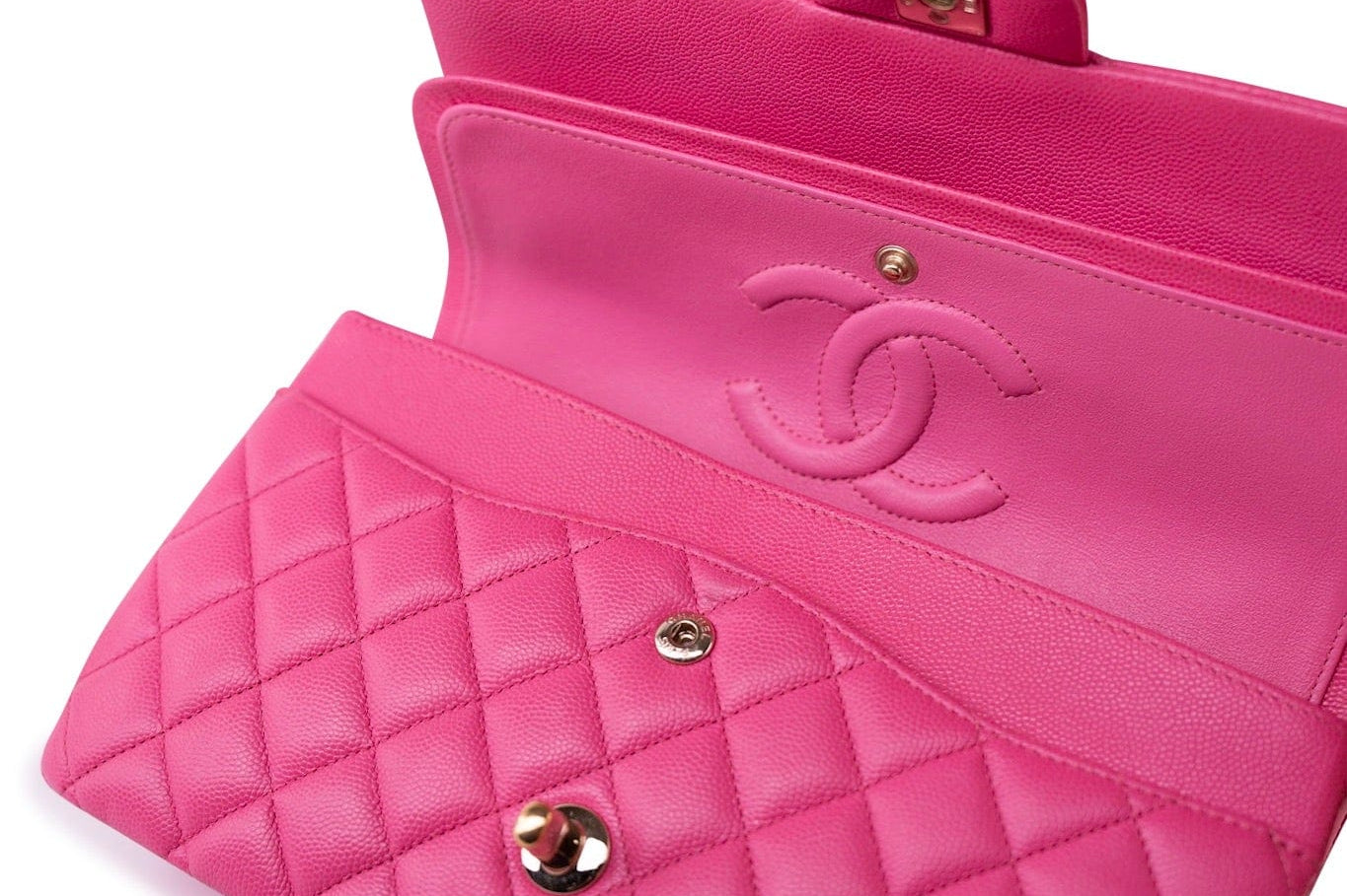 CHANEL Handbag 19C Pink Caviar Quilted Classic Flap Medium LGHW - Redeluxe