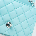CHANEL Handbag 19c Tiffany Blue Lambskin Quilted Mini Square Single Flap Silver Hardware - Redeluxe