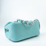 CHANEL Handbag 19c Tiffany Blue Lambskin Quilted Mini Square Single Flap Silver Hardware - Redeluxe