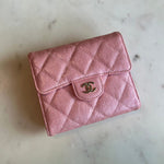 CHANEL Handbag 19S Pink Iridescent Caviar Quilted Flap Wallet - Redeluxe