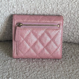 CHANEL Handbag 19S Pink Iridescent Caviar Quilted Flap Wallet - Redeluxe