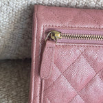 CHANEL Handbag 19S Pink Iridescent Caviar Quilted Flap Wallet - Redeluxe